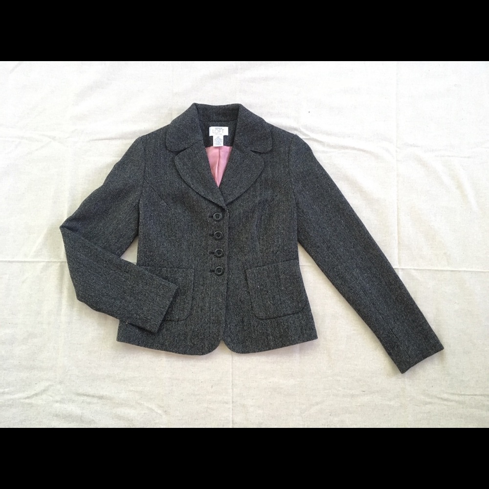 LOFT Gray Tweed Blazer. XS.